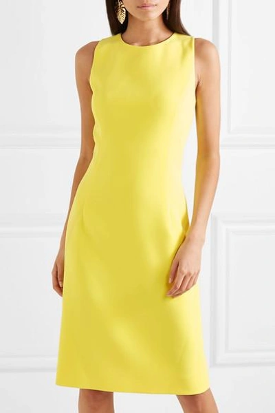 Shop Oscar De La Renta Crepe Dress In Yellow