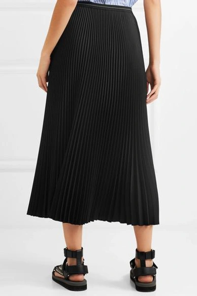 Shop Prada Pleated Twill Midi Skirt