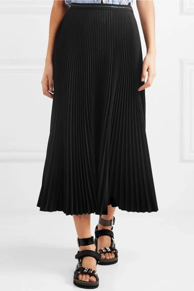 Shop Prada Pleated Twill Midi Skirt