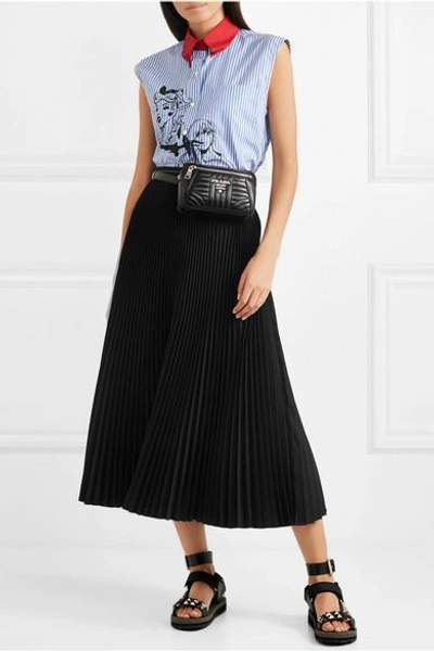 Shop Prada Pleated Twill Midi Skirt