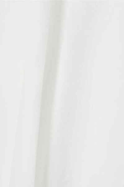 Shop Fendi Bow-embellished Cotton-poplin Top In White