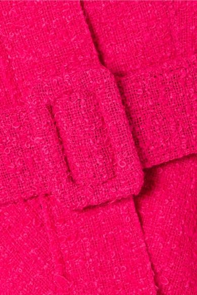 Shop Oscar De La Renta Belted Wool-blend Tweed Peplum Jacket In Bright Pink
