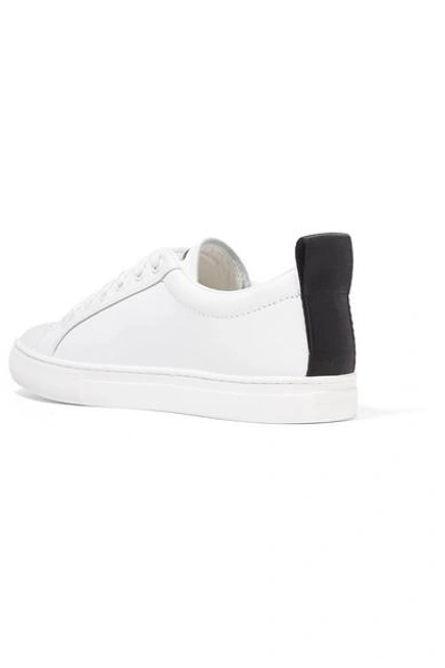 Shop Marc Jacobs Empire Appliquéd Leather And Grosgrain Sneakers In White