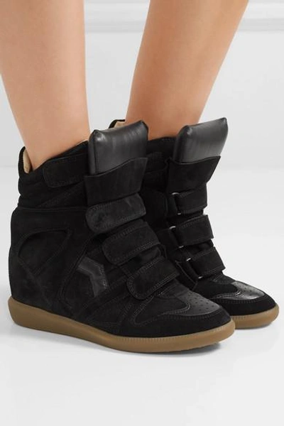 Isabel Marant Black Suede Bekett Wedge Sneakers | ModeSens
