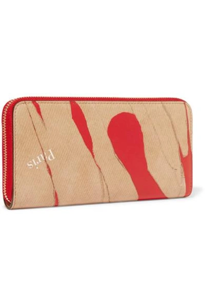 Shop Christian Louboutin Panettone Kraft Printed Leather Continental Wallet In Neutral