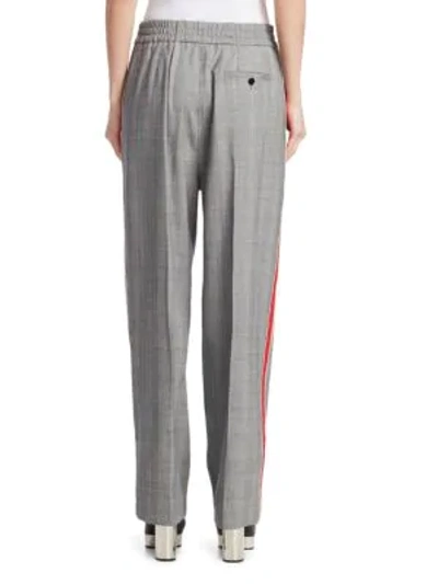 Shop Calvin Klein 205w39nyc Wide-leg Wool Check Pants In Grey