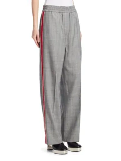Shop Calvin Klein 205w39nyc Wide-leg Wool Check Pants In Grey