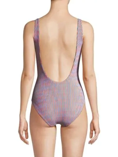 Shop Onia Kelly One-piece Pinstripe Swimsuit In Rose