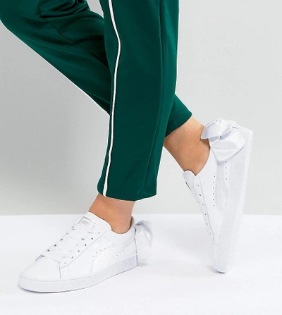 Shop Puma Suede Bow Sneakers In White - White