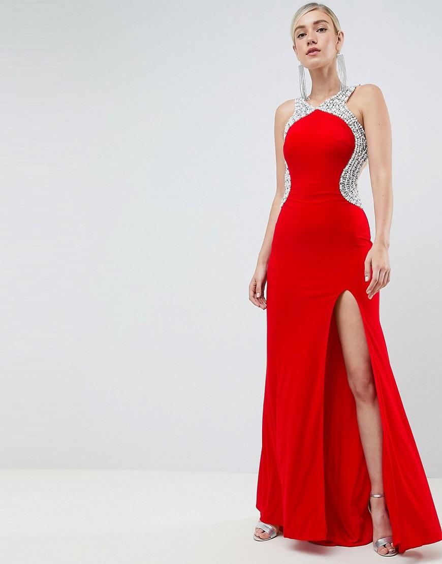 heavily embellished maxi dress