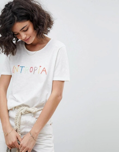 Shop Intropia Embroidered T-shirt - White