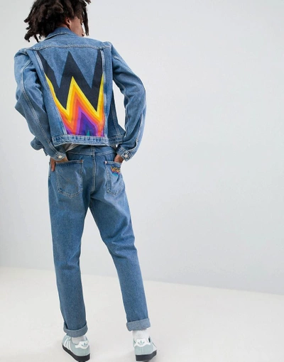 Shop Wrangler Denim Jacket With Rainbow W - Blue