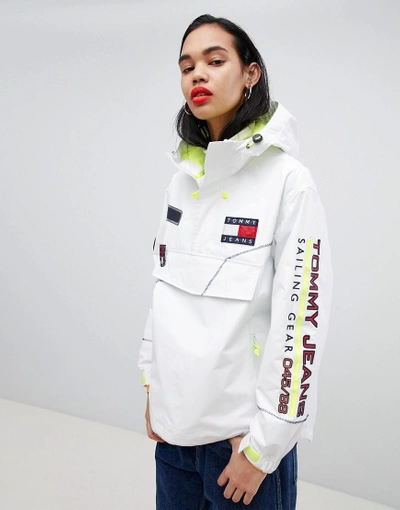 Shop Tommy Jeans Tommy Jean 90s Capsule 5.0 Oversized Sailing Jacket - White