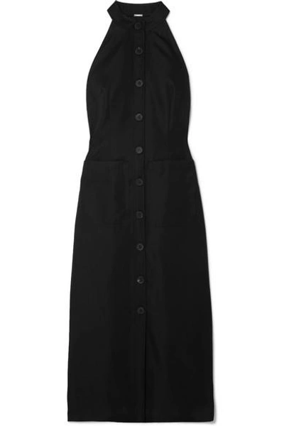 Shop Adam Lippes Wool-blend Gabardine Midi Dress In Black