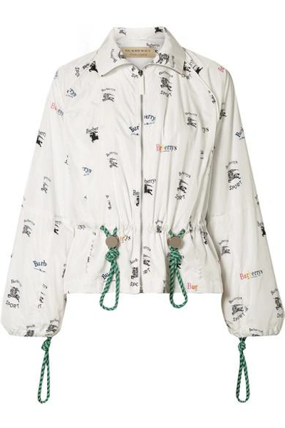 Shop Burberry Printed Shell Jacket In White
