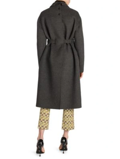 Shop Prada Wool-blend Belted Coat In Grey