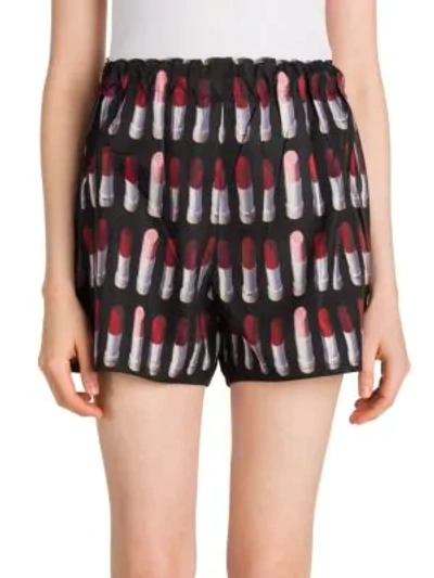 Shop Prada Nylon Lipstick Shorts In Nero Print