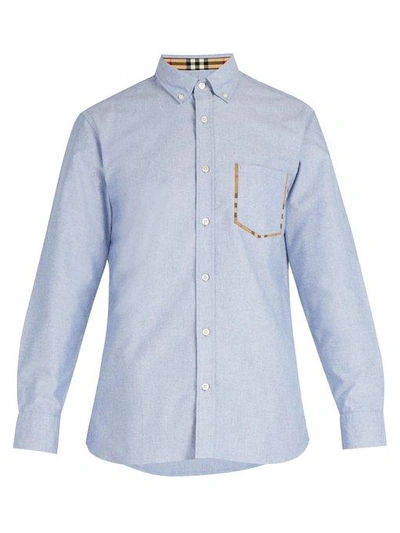 Burberry Men's Harry Check-pocket Sport Shirt In Blue | ModeSens