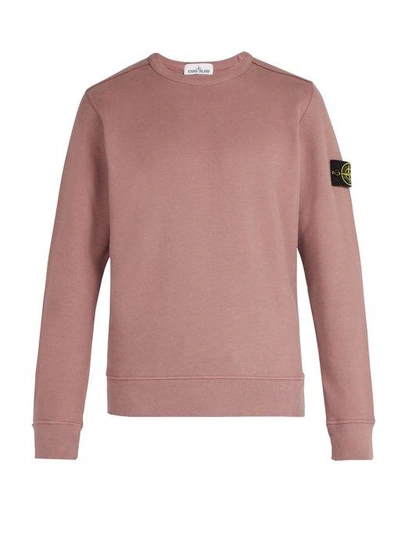 Stone Island Logo Patch-embroidered Cotton-jersey Jumper In Pink | ModeSens