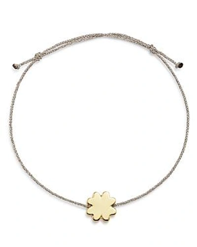 Shop Suel 14k Yellow Gold Four Leaf Clover Cord Bracelet In Gold/gray