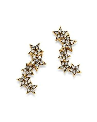 Shop Suel Blackened 18k Yellow Gold Twinkle Star Diamond Earrings In White/gold