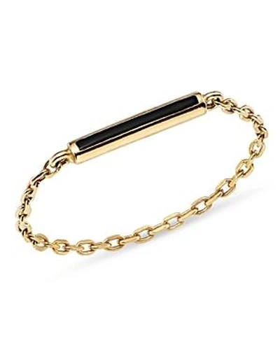 Shop Suel 14k Yellow Gold Black Line Chain Ring In Black/gold