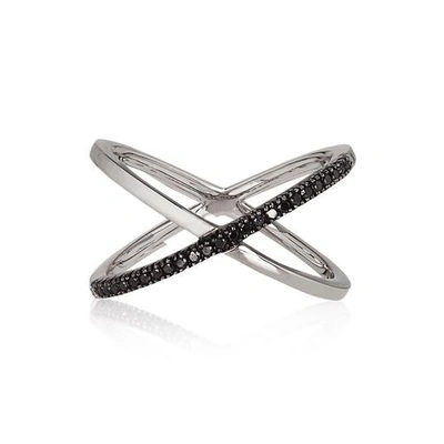 Shop Alinka Jewellery Katia Superfine Single Crossover Ring Black Diamonds