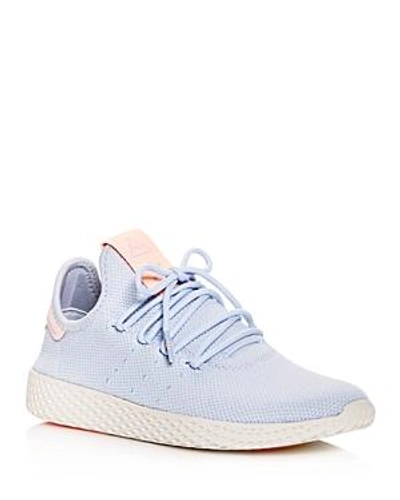 Shop Adidas Originals Women's Pharrell Williams Hu Lace Up Sneakers In Aero Blue/white