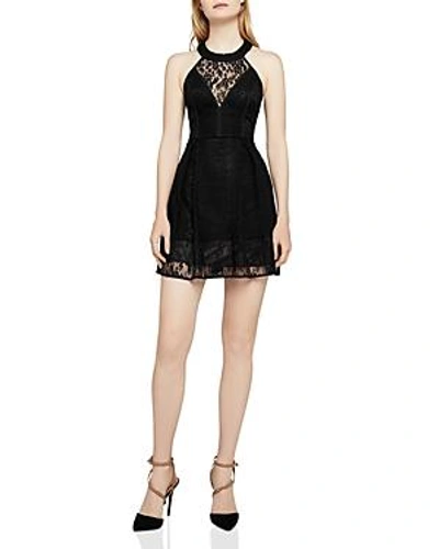 Shop Bcbgeneration Lace Fit-and-flare Dress In Black