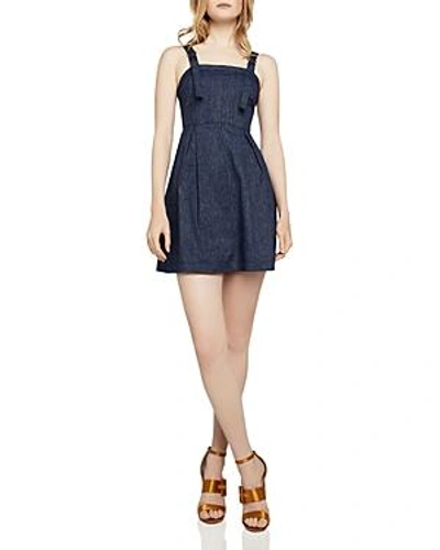 Shop Bcbgeneration Chambray A-line Dress In Dark Navy Combo