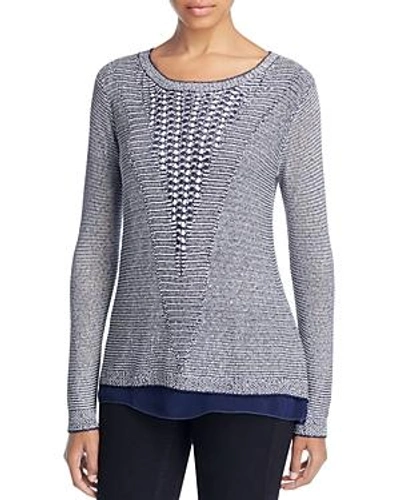 Shop Sioni Sequin Woven Sweater In Blue