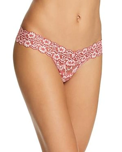 Shop Hanky Panky Cross-dyed Signature Lace Low-rise Thong In Pink Sands