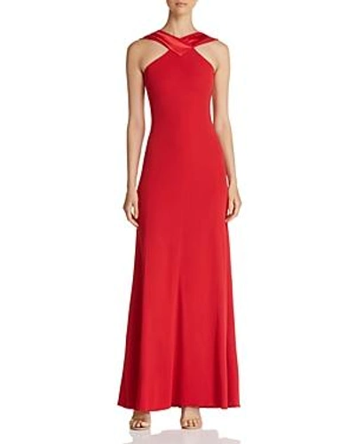 Shop Emporio Armani Crisscross Back Panel Gown In Red