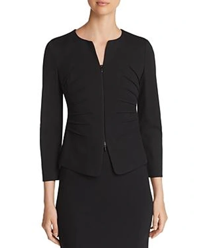 Shop Emporio Armani Ruched Cropped Jacket In Black