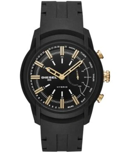 Shop Diesel On Men's Armbar Black Silicone Strap Hybrid Smart Watch 44mm