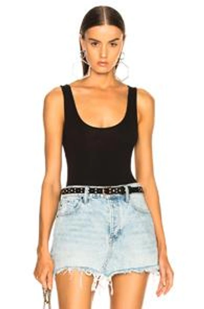 Shop Enza Costa Scoop Tank Bodysuit In Black