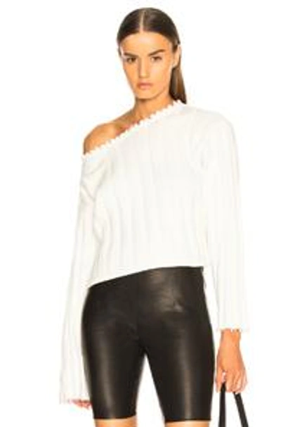 Shop Alexander Wang T T By Alexander Wang Off Shoulder Sweater In White. In Ivory