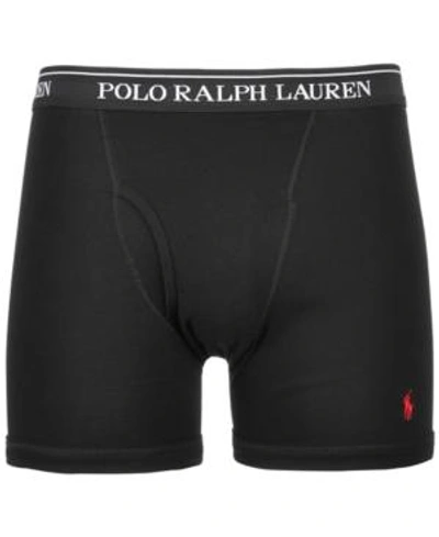 Shop Polo Ralph Lauren Men's 3-pack. Classic Cotton Boxer Briefs In Polo Black