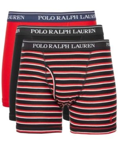 Shop Polo Ralph Lauren Men's 3-pk. Classic Cotton Boxer Briefs In Black & Red