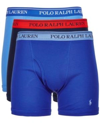 Shop Polo Ralph Lauren Men's 3-pk. Classic Cotton Boxer Briefs In Blue Assorted