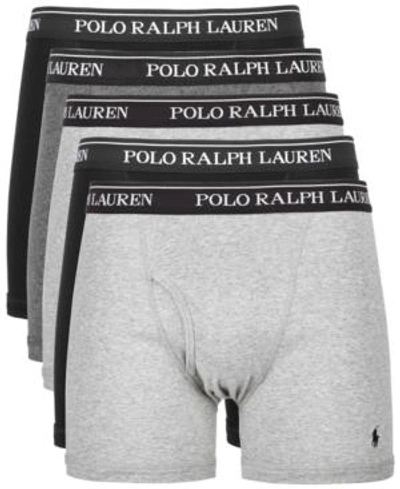 Shop Polo Ralph Lauren Men's 5-pk. Cotton Classic Boxer Briefs In Gray / Black