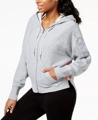 Shop Calvin Klein Performance Relaxed Cropped Hoodie In Pearl Grey Heather