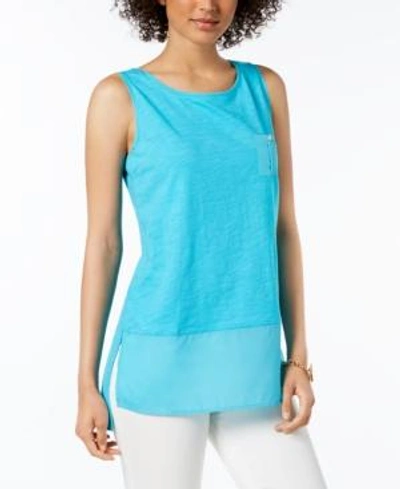 Shop Tommy Hilfiger Cotton Pocket Tank Top, Created For Macy's In Calypso