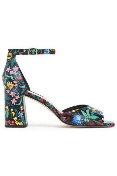 Shop Alice And Olivia Alice + Olivia Woman Cooper Floral-print Leather Sandals Multicolor