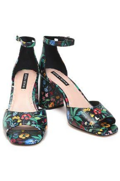 Shop Alice And Olivia Alice + Olivia Woman Cooper Floral-print Leather Sandals Multicolor