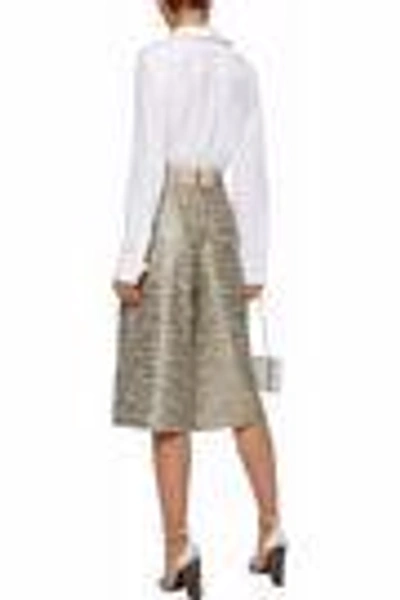 Shop Alice And Olivia Alice + Olivia Woman Metallic Cotton-blend Bouclé-tweed Culottes Gold