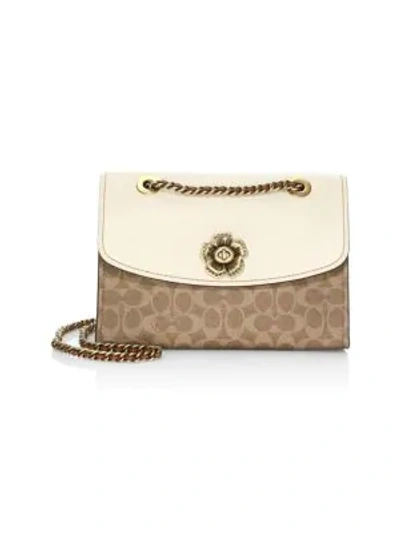 Shop Coach Parker Tea Rose Turnlock Shoulder Bag In Chalk