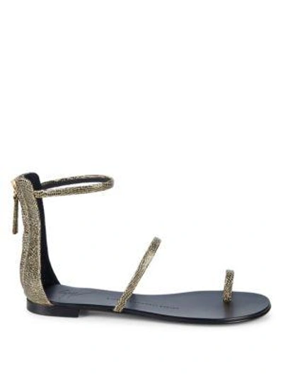 Shop Giuseppe Zanotti Leather Ankle-strap Sandals In Black Gold