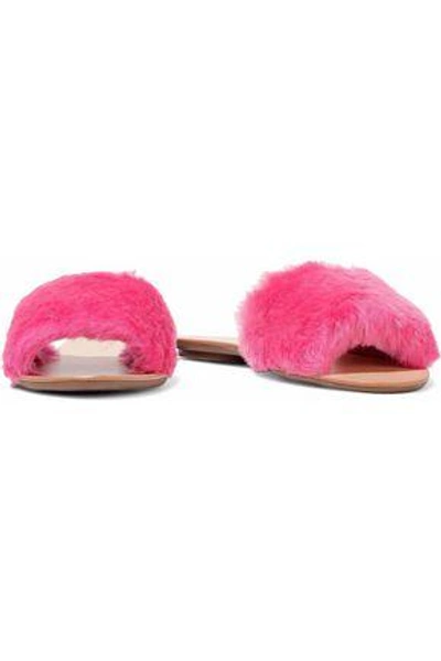Shop Loeffler Randall Isabel Shearling Slides In Bright Pink