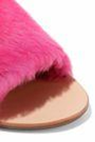 Shop Loeffler Randall Isabel Shearling Slides In Bright Pink